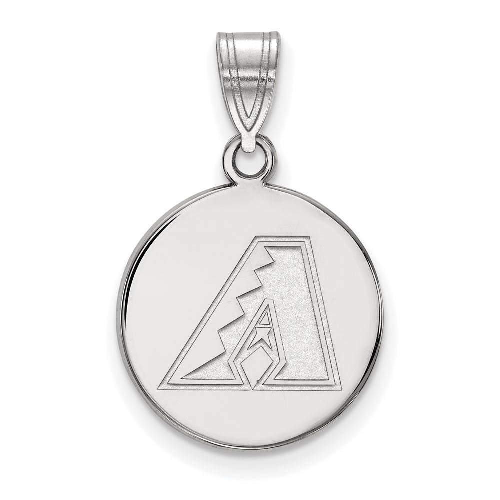 10K White Gold MLB Arizona Diamondbacks Medium Disc Pendant, Item P30796 by The Black Bow Jewelry Co.