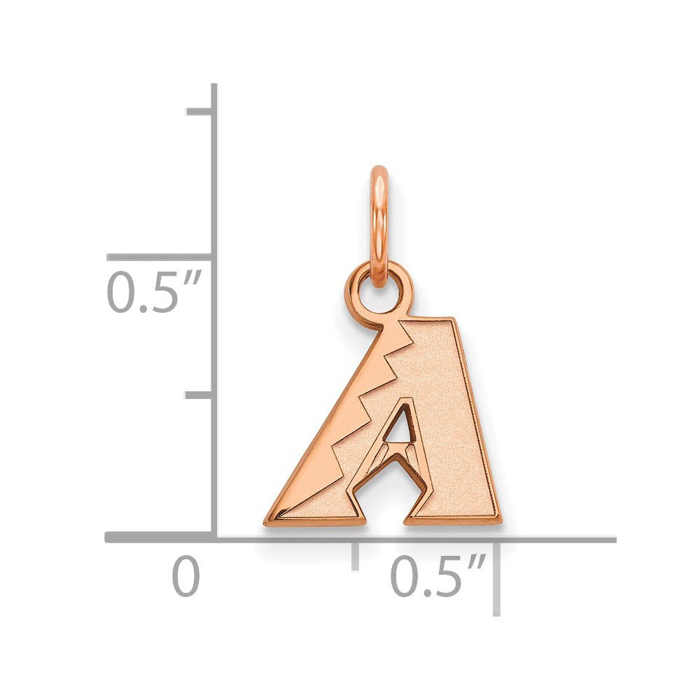 Alternate view of the 14K Rose Gold MLB Arizona Diamondbacks Extra Small (Tiny) Charm by The Black Bow Jewelry Co.