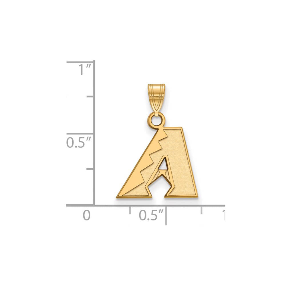 Alternate view of the 14K Yellow Gold MLB Arizona Diamondbacks Small Pendant by The Black Bow Jewelry Co.