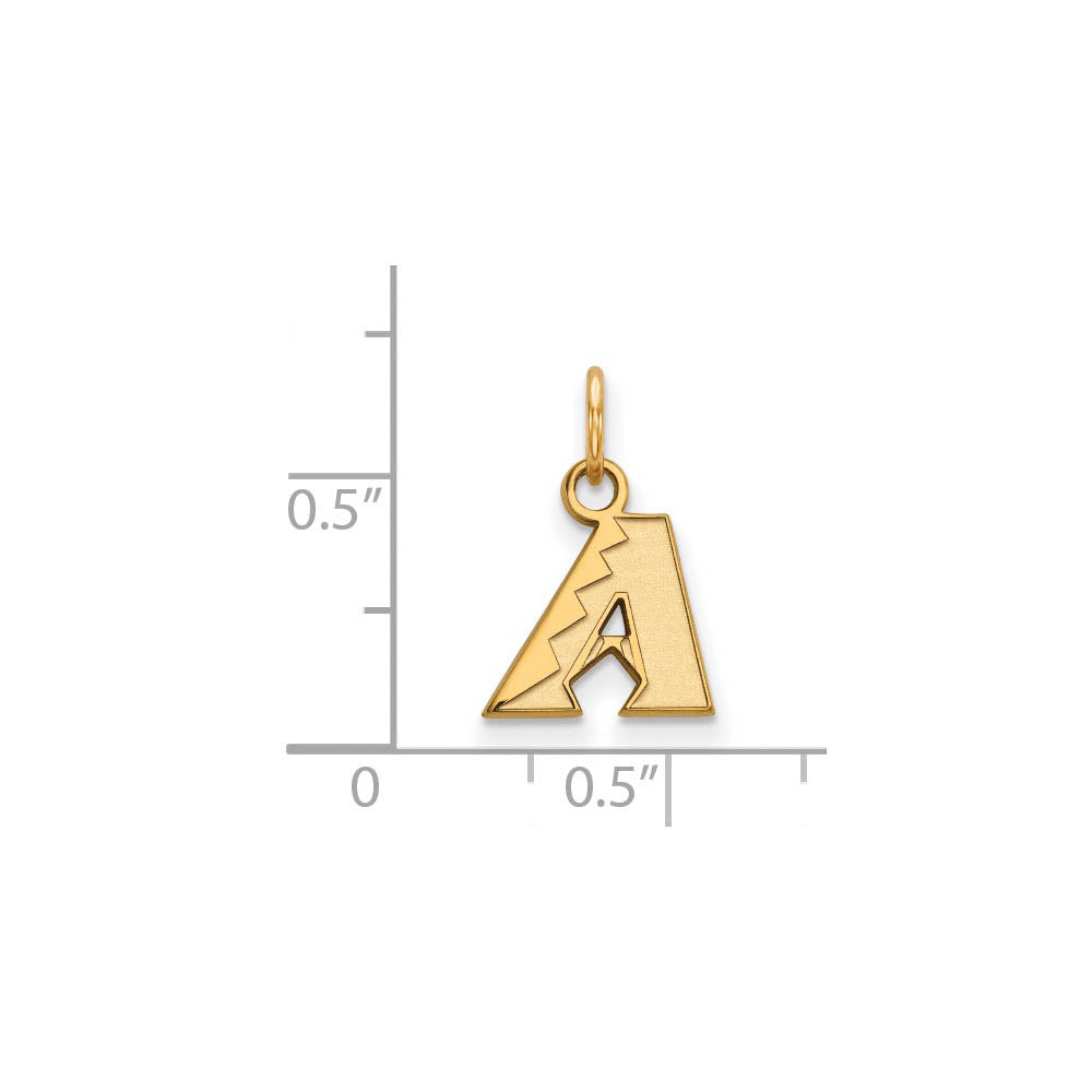 Alternate view of the 14K Gold Plated Silver MLB Diamondbacks XS Tiny Charm by The Black Bow Jewelry Co.