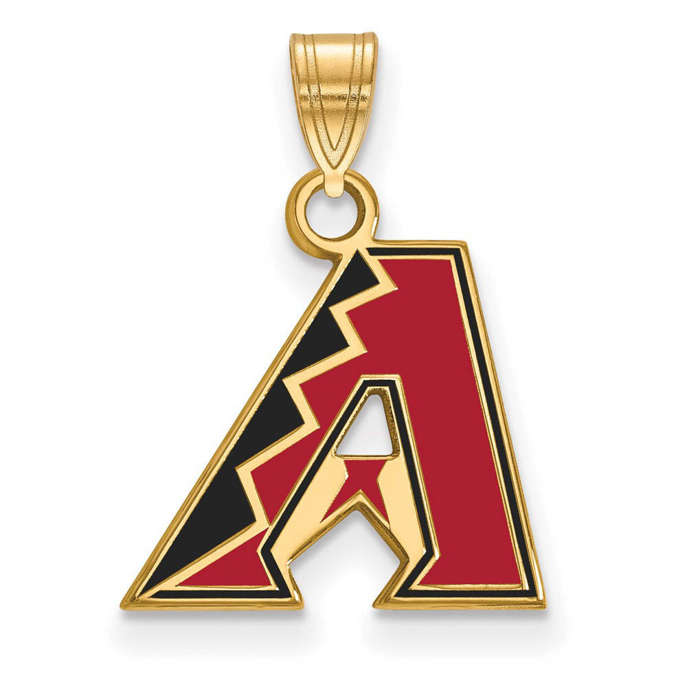 14K Gold Plated Silver MLB Diamondbacks SM Enamel Pendant, Item P30814 by The Black Bow Jewelry Co.