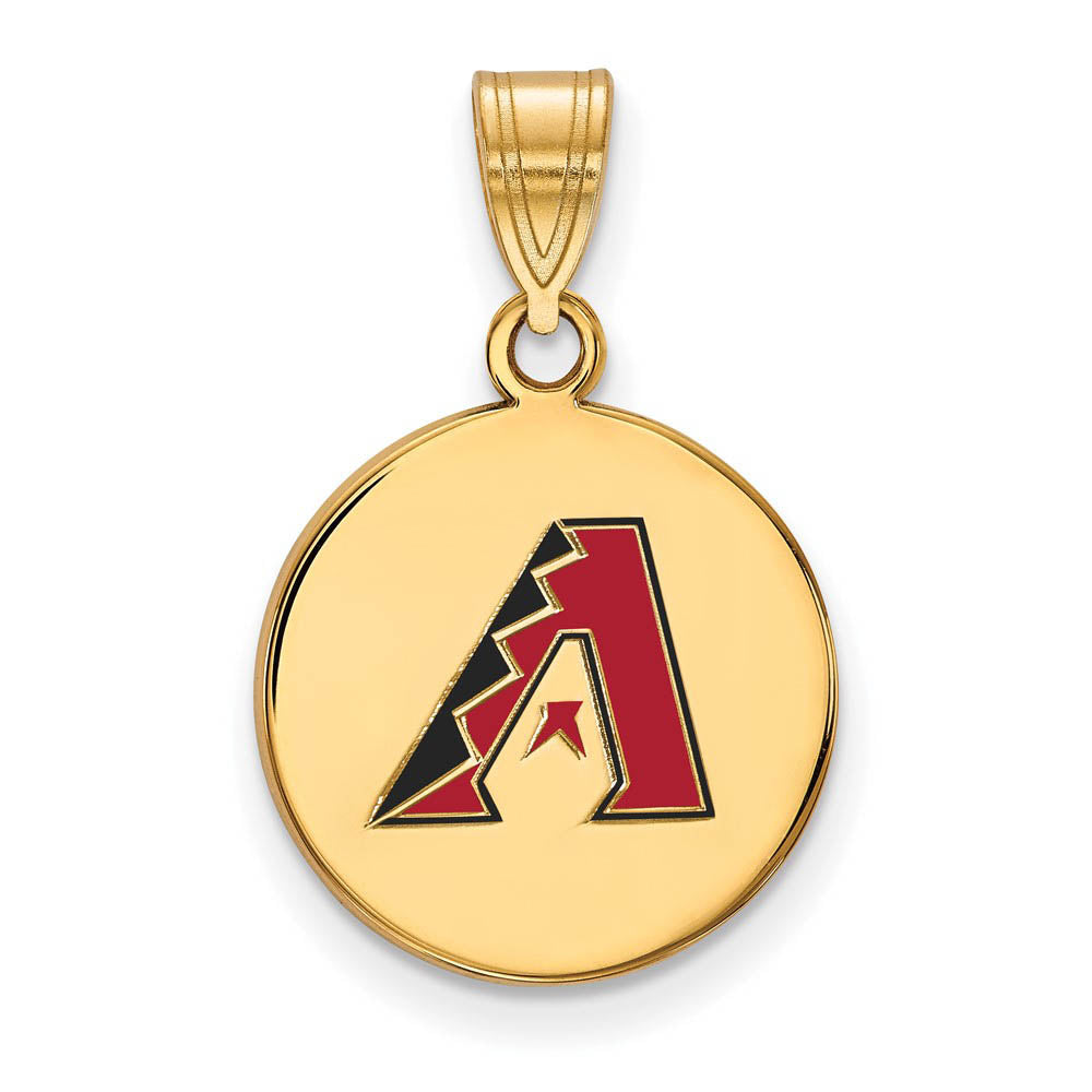 14K Gold Plated Silver MLB Diamondbacks MD Enamel Disc Pendant, Item P30815 by The Black Bow Jewelry Co.