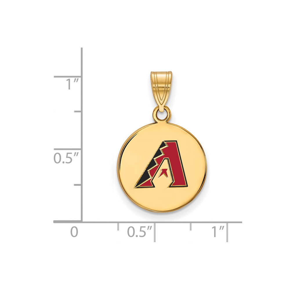 Alternate view of the 14K Gold Plated Silver MLB Diamondbacks MD Enamel Disc Pendant by The Black Bow Jewelry Co.