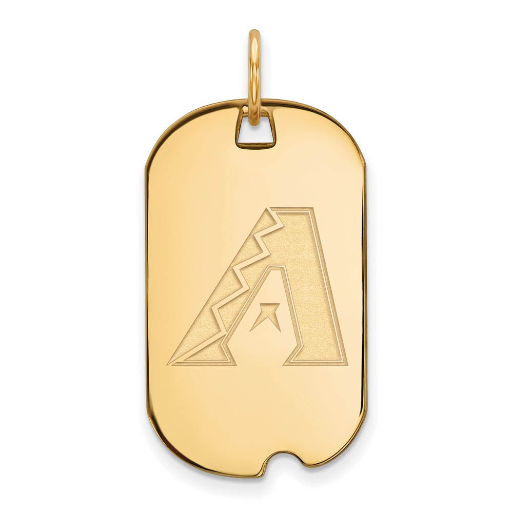 14K Gold Plated Silver MLB Diamondbacks Small Dog Tag Pendant, Item P30816 by The Black Bow Jewelry Co.