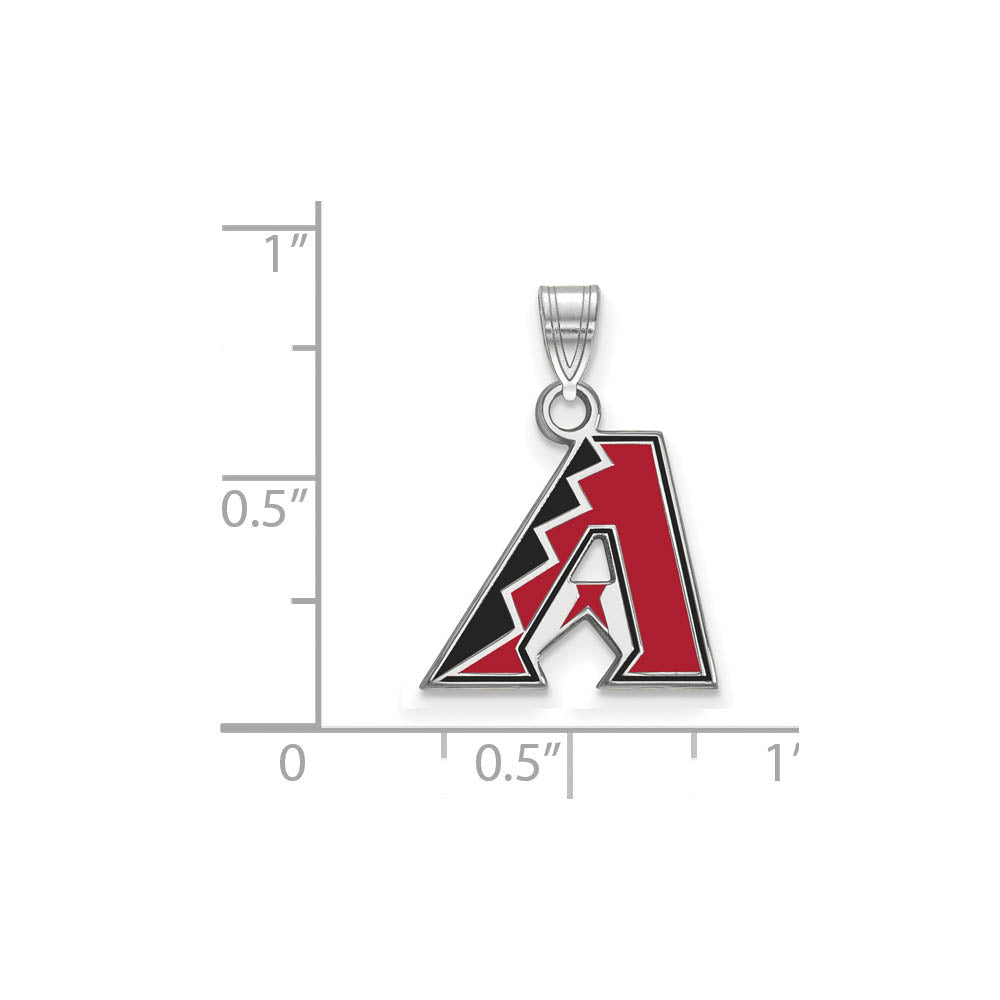 Alternate view of the Sterling Silver MLB Arizona Diamondbacks SM Enamel Pendant by The Black Bow Jewelry Co.