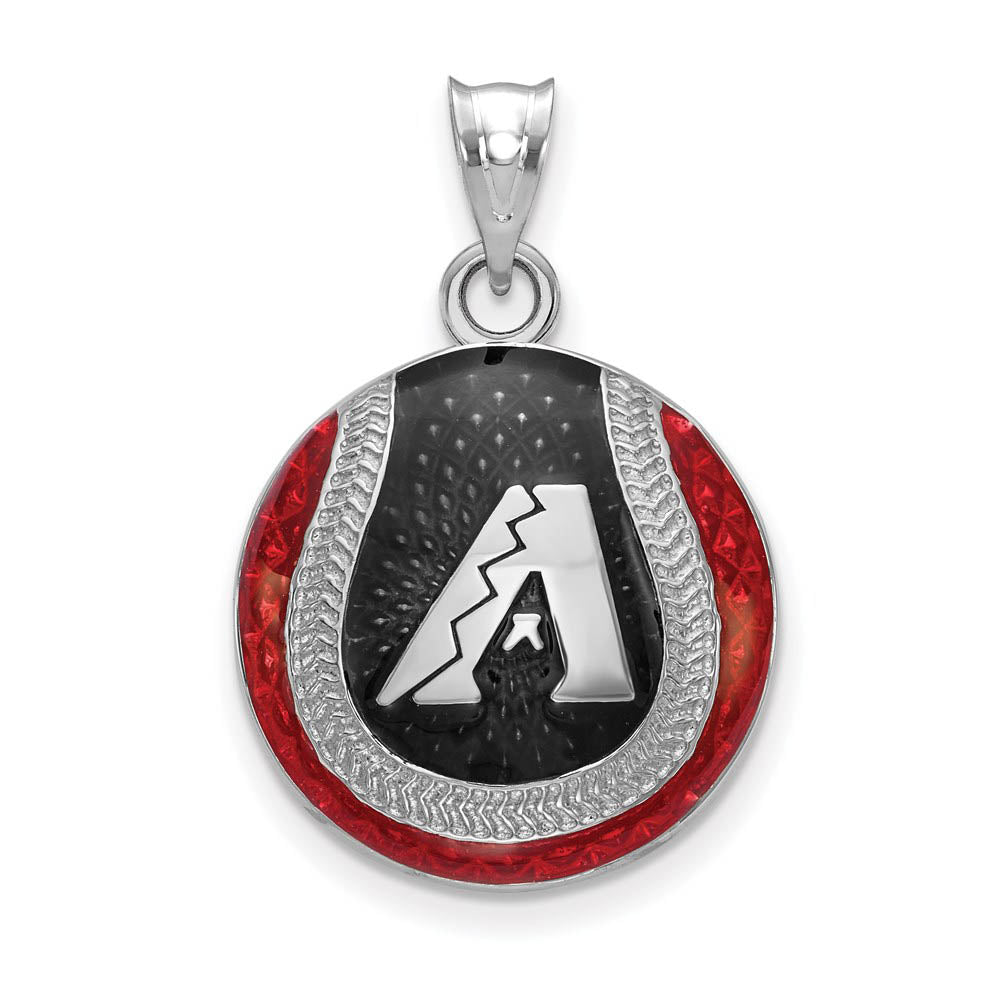 Sterling Silver MLB Arizona Diamondbacks LG Enamel Baseball Pendant, Item P30825 by The Black Bow Jewelry Co.