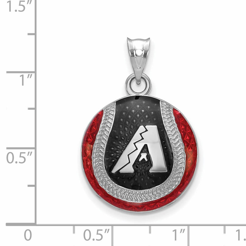 Alternate view of the Sterling Silver MLB Arizona Diamondbacks LG Enamel Baseball Pendant by The Black Bow Jewelry Co.