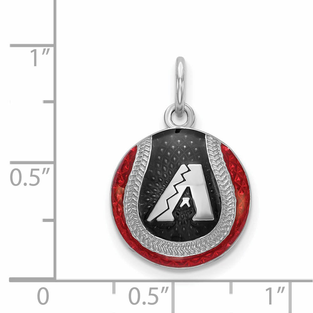 Alternate view of the Sterling Silver MLB Arizona Diamondbacks SM Enamel Baseball Charm by The Black Bow Jewelry Co.