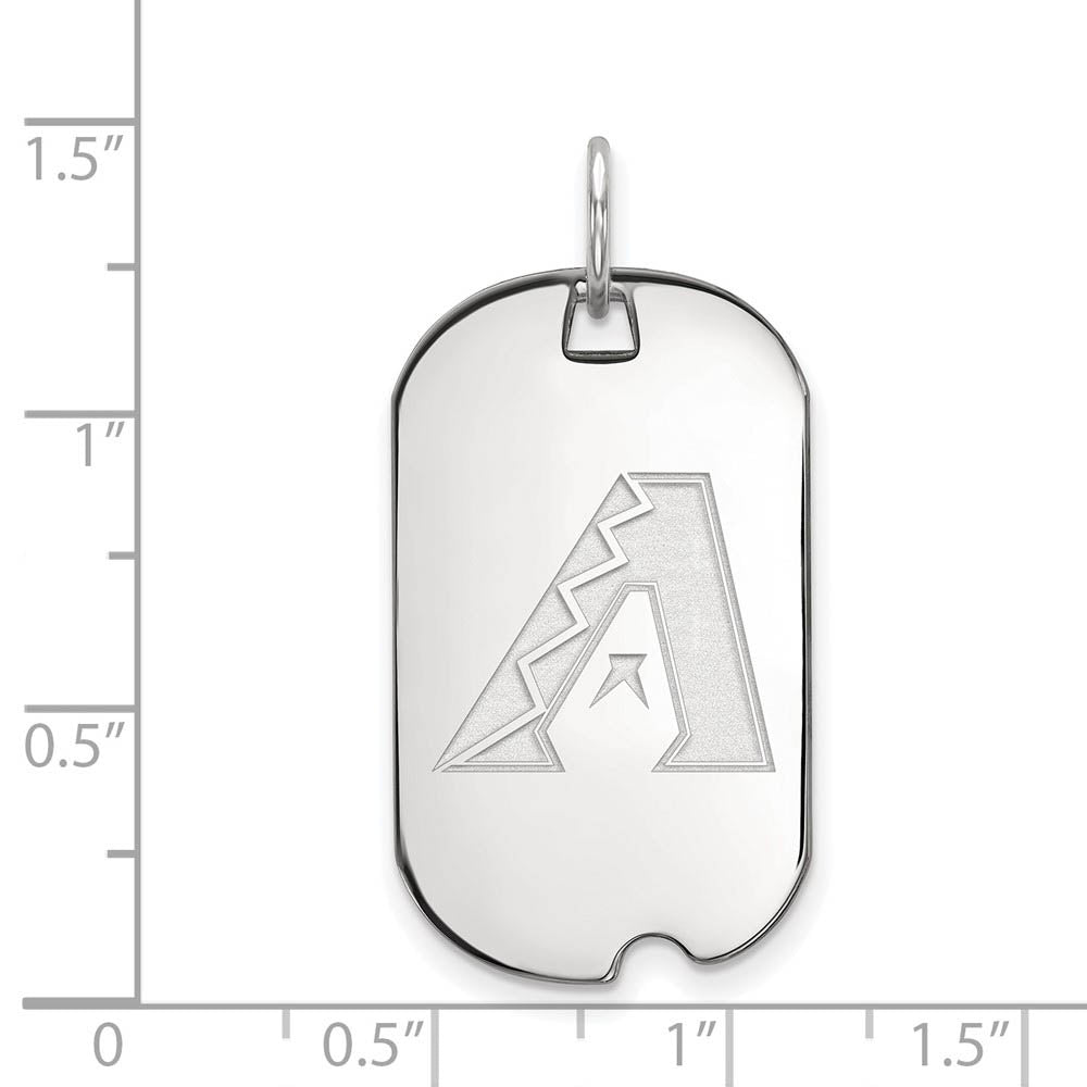 Alternate view of the Sterling Silver MLB Arizona Diamondbacks Small Dog Tag Pendant by The Black Bow Jewelry Co.