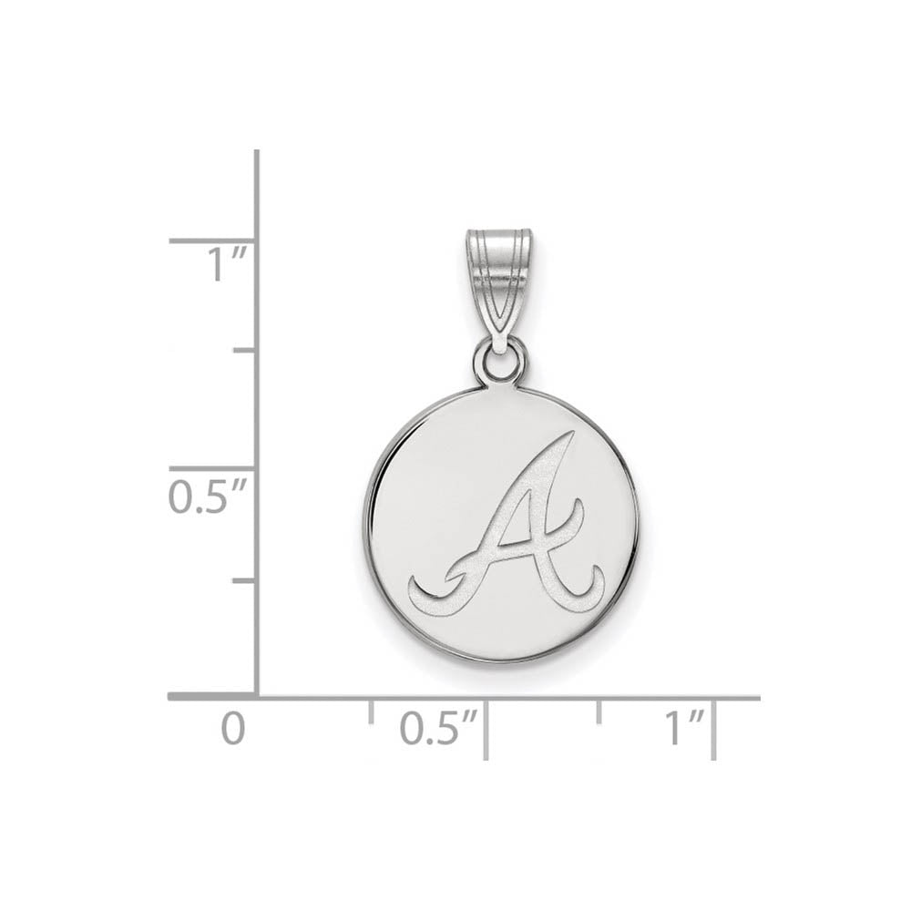 Alternate view of the 10K White Gold MLB Atlanta Braves Medium Initial A Disc Pendant by The Black Bow Jewelry Co.