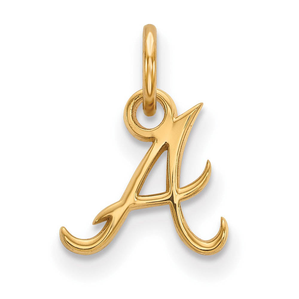 10K Yellow Gold MLB Atlanta Braves Initial A XS (Tiny) Charm, Item P30839 by The Black Bow Jewelry Co.