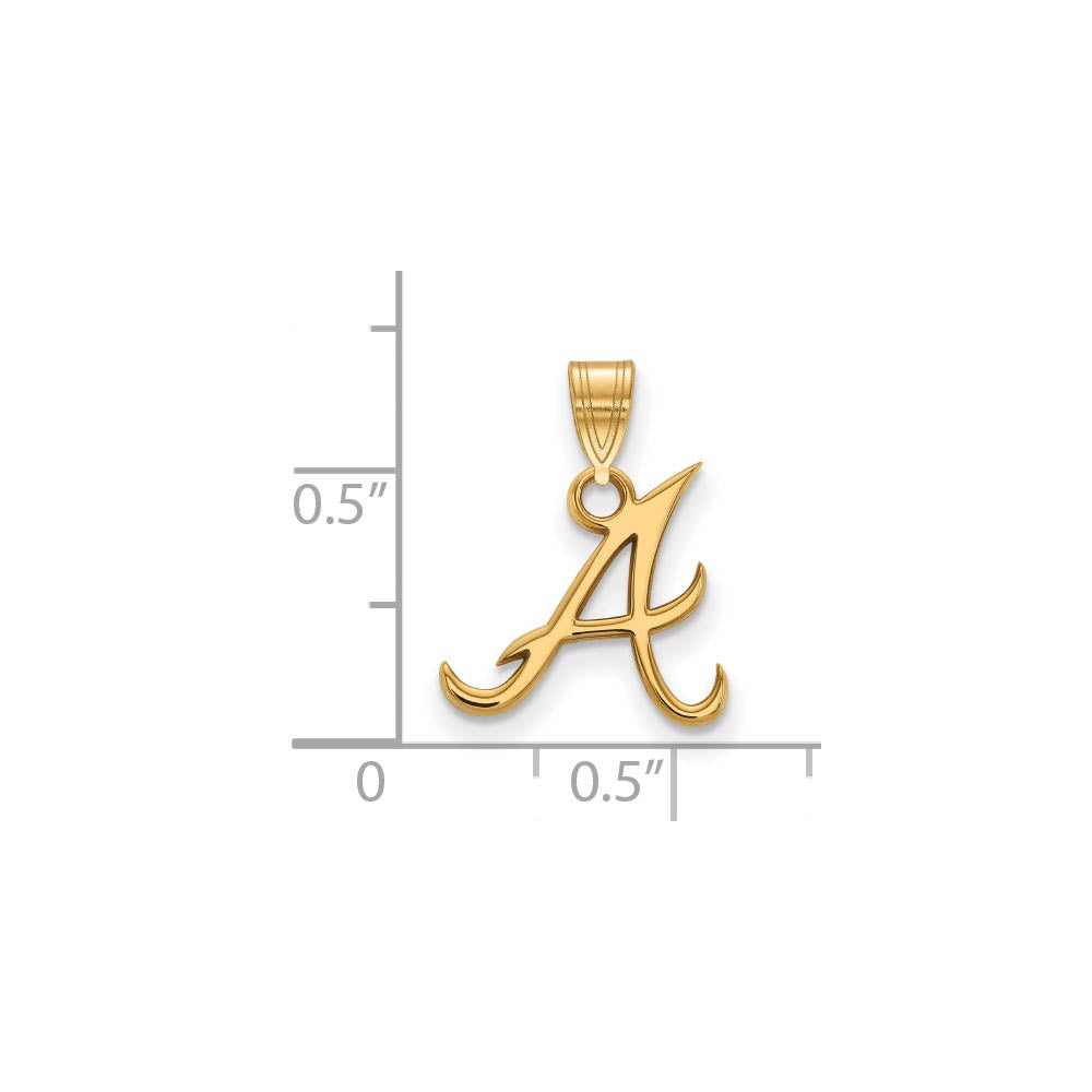 Alternate view of the 10K Yellow Gold MLB Atlanta Braves Initial A Small Pendant by The Black Bow Jewelry Co.