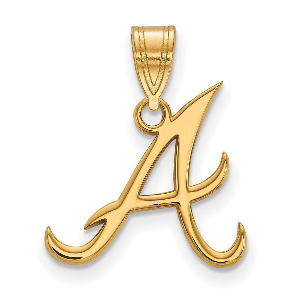 10K Yellow Gold MLB Atlanta Braves Initial A Medium Pendant, Item P30841 by The Black Bow Jewelry Co.