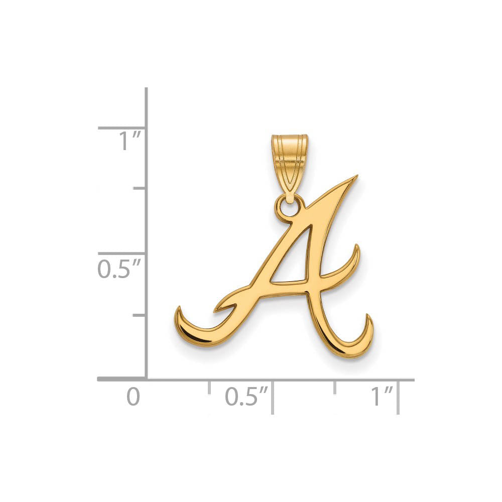 Alternate view of the 10K Yellow Gold MLB Atlanta Braves Initial A Large Pendant by The Black Bow Jewelry Co.