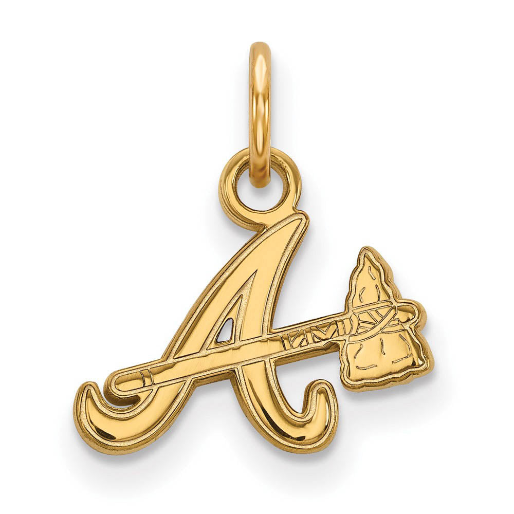 10K Yellow Gold MLB Atlanta Braves XS (Tiny) Charm, Item P30845 by The Black Bow Jewelry Co.