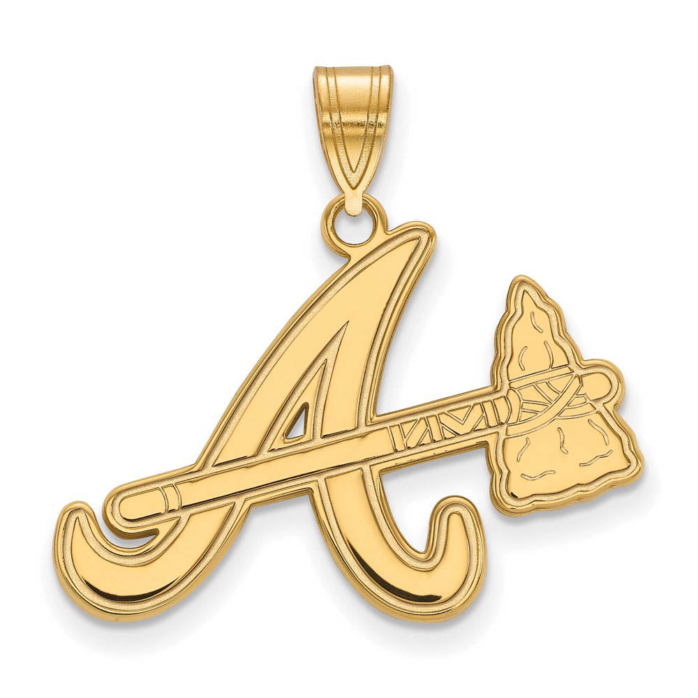 10K Yellow Gold MLB Atlanta Braves Large Pendant, Item P30848 by The Black Bow Jewelry Co.