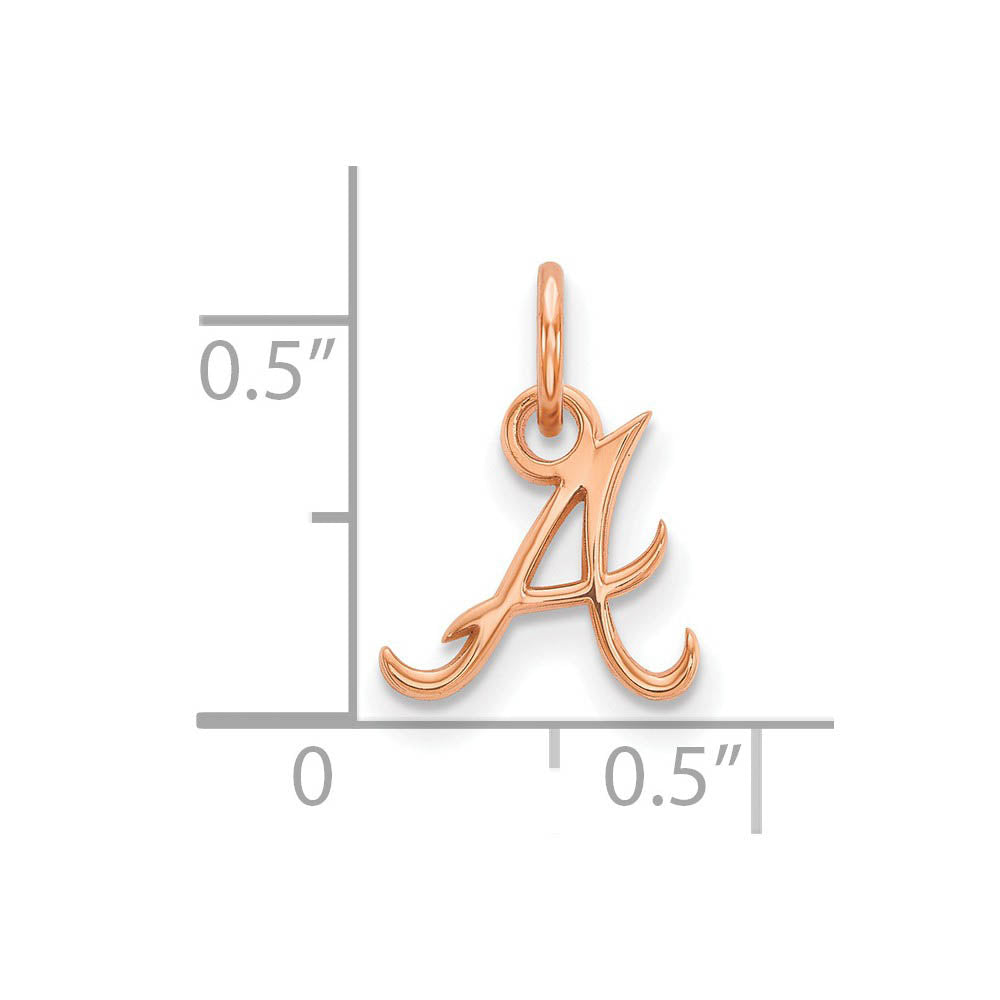 Alternate view of the 14K Rose Gold MLB Atlanta Braves Initial A XS (Tiny) Charm by The Black Bow Jewelry Co.