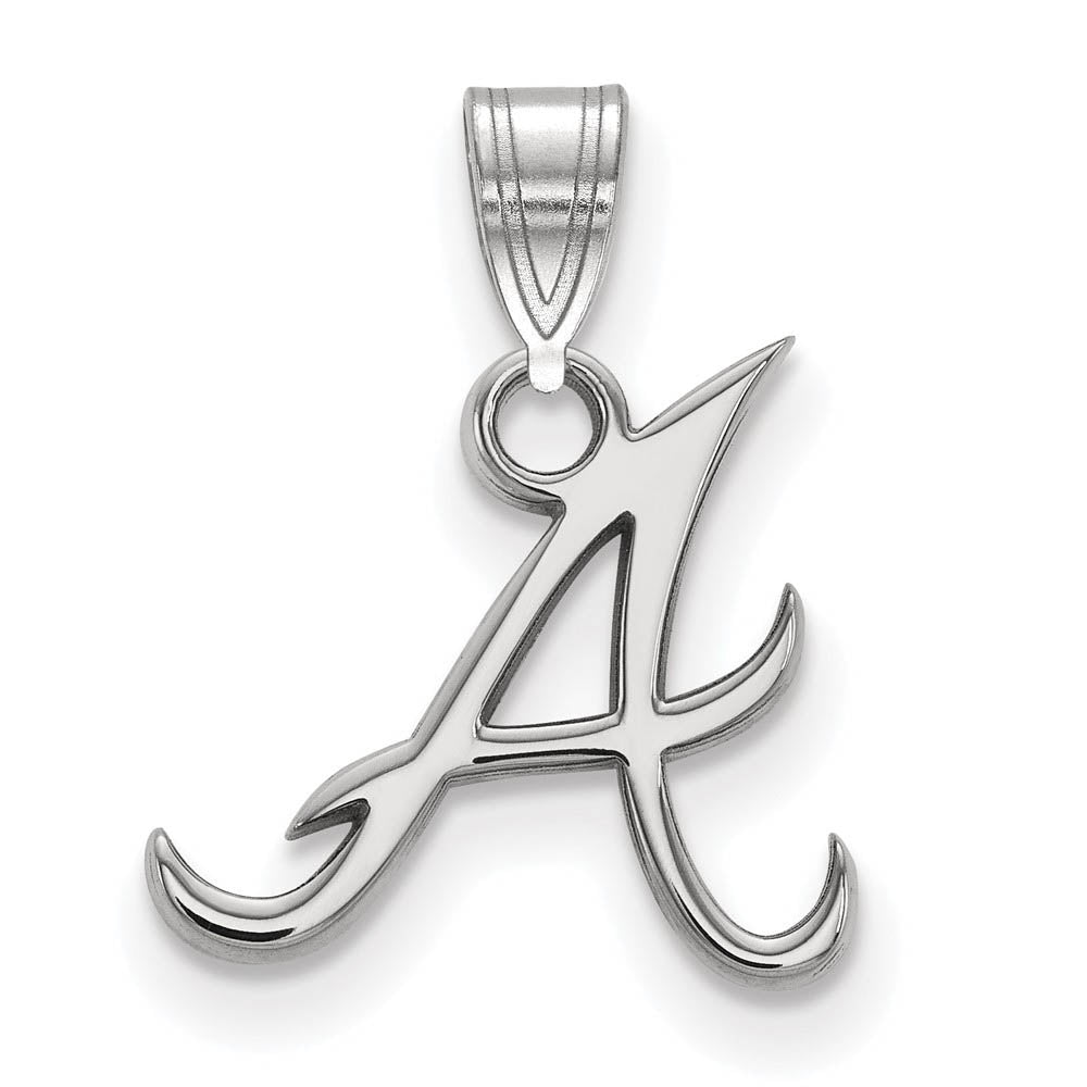 14K White Gold MLB Atlanta Braves Initial A Small Pendant, Item P30852 by The Black Bow Jewelry Co.