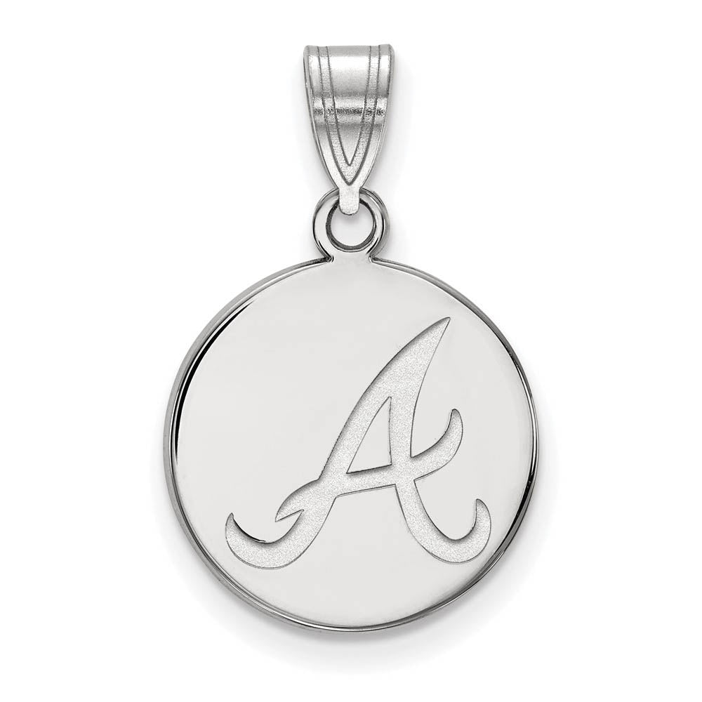 14K White Gold MLB Atlanta Braves Medium Initial A Disc Pendant, Item P30856 by The Black Bow Jewelry Co.
