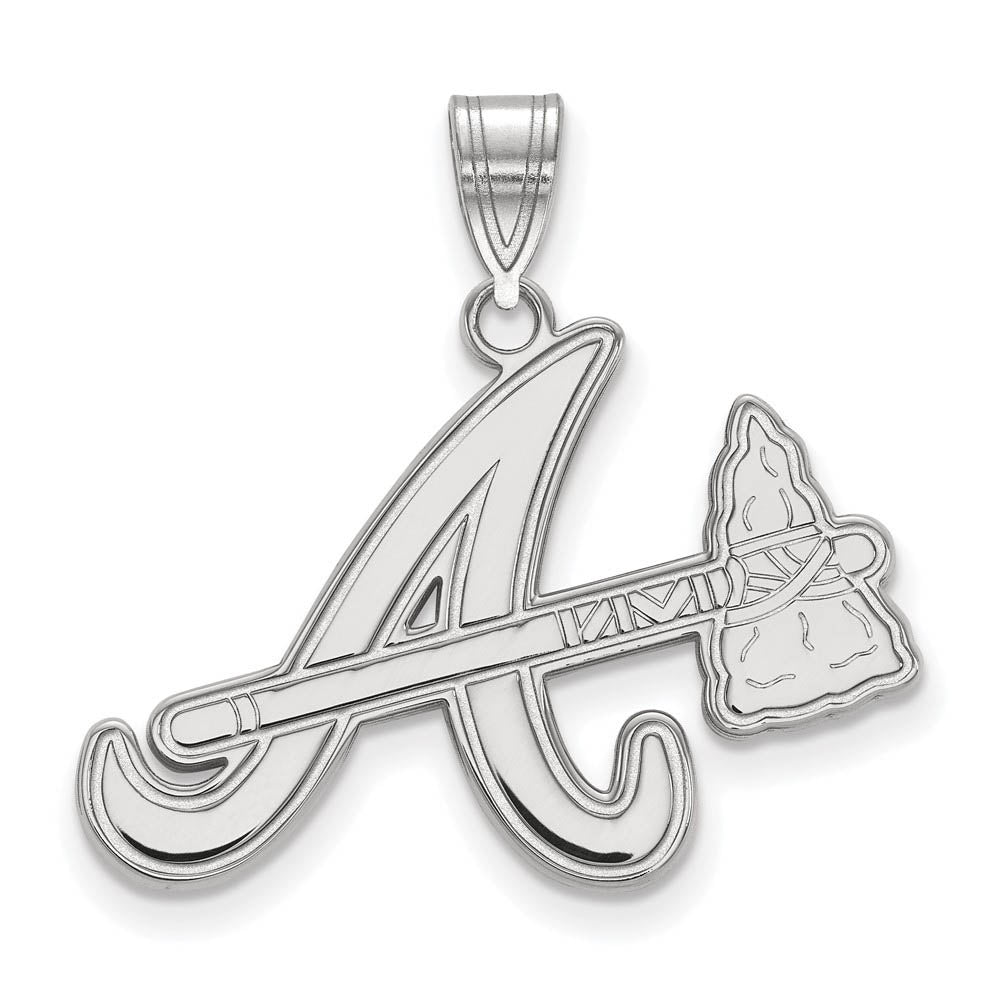 14K White Gold MLB Atlanta Braves Large Pendant, Item P30860 by The Black Bow Jewelry Co.