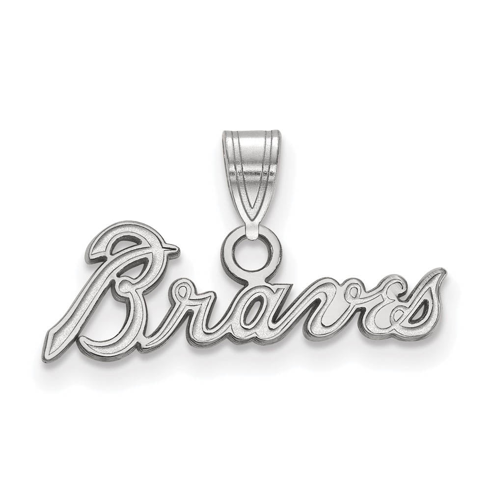 14K White Gold MLB Atlanta Braves Script Small Pendant, Item P30861 by The Black Bow Jewelry Co.