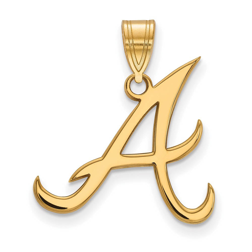 14K Yellow Gold MLB Atlanta Braves Initial A Large Pendant, Item P30865 by The Black Bow Jewelry Co.