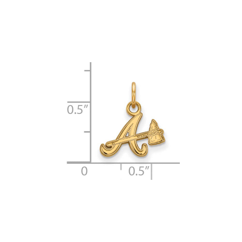 Alternate view of the 14K Yellow Gold MLB Atlanta Braves XS (Tiny) Charm by The Black Bow Jewelry Co.