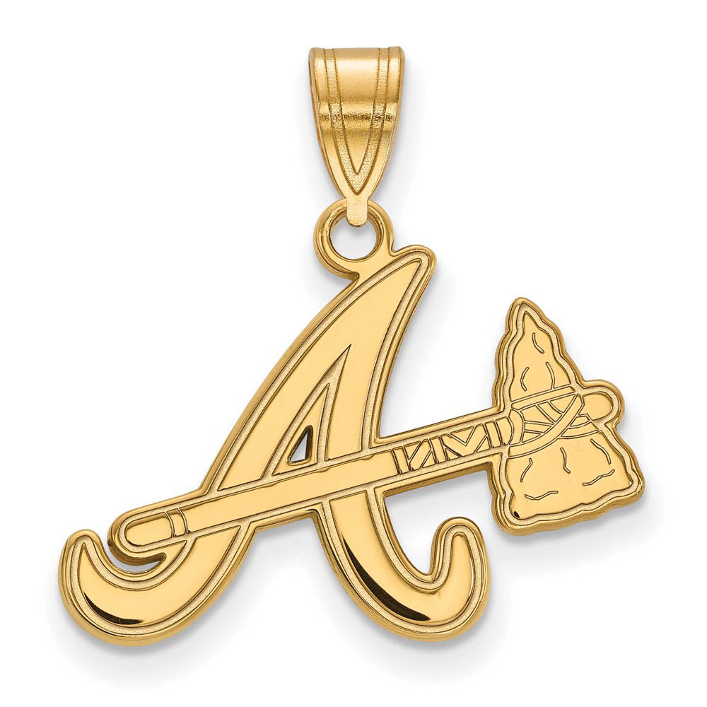 14K Yellow Gold MLB Atlanta Braves Medium Pendant, Item P30870 by The Black Bow Jewelry Co.