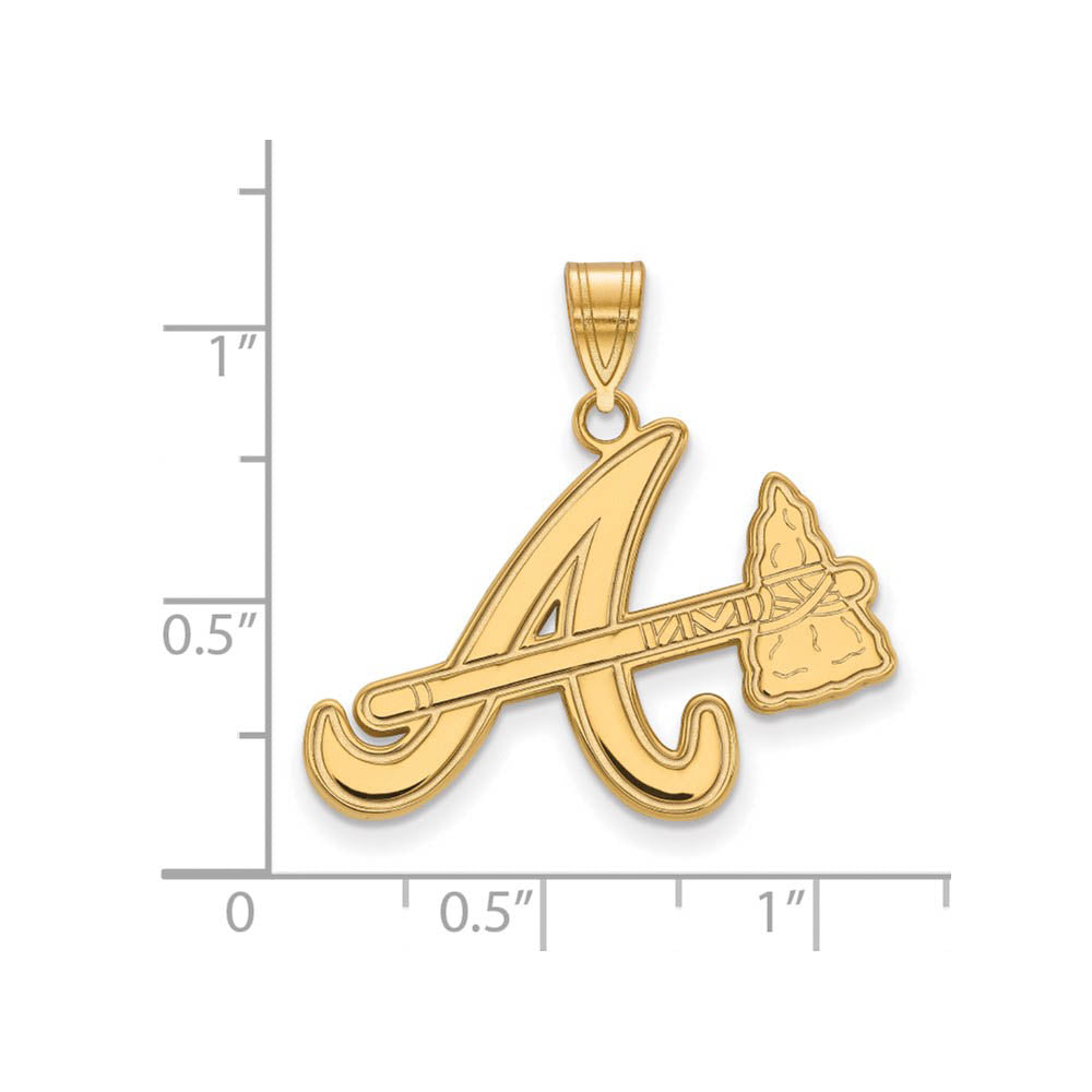 Alternate view of the 14K Yellow Gold MLB Atlanta Braves Large Pendant by The Black Bow Jewelry Co.