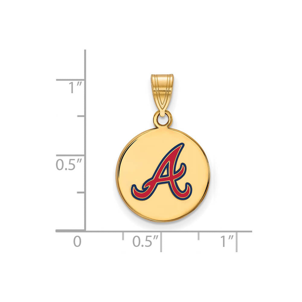 Alternate view of the 14K Gold Plated Silver MLB Atlanta Braves MD Enamel Disc Pendant by The Black Bow Jewelry Co.