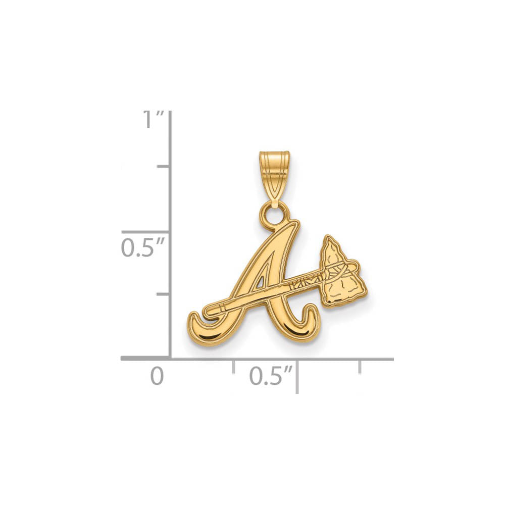Alternate view of the 14K Gold Plated Silver MLB Atlanta Braves SM Pendant by The Black Bow Jewelry Co.
