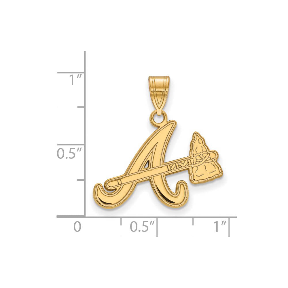 Alternate view of the 14K Gold Plated Silver MLB Atlanta Braves MD Pendant by The Black Bow Jewelry Co.