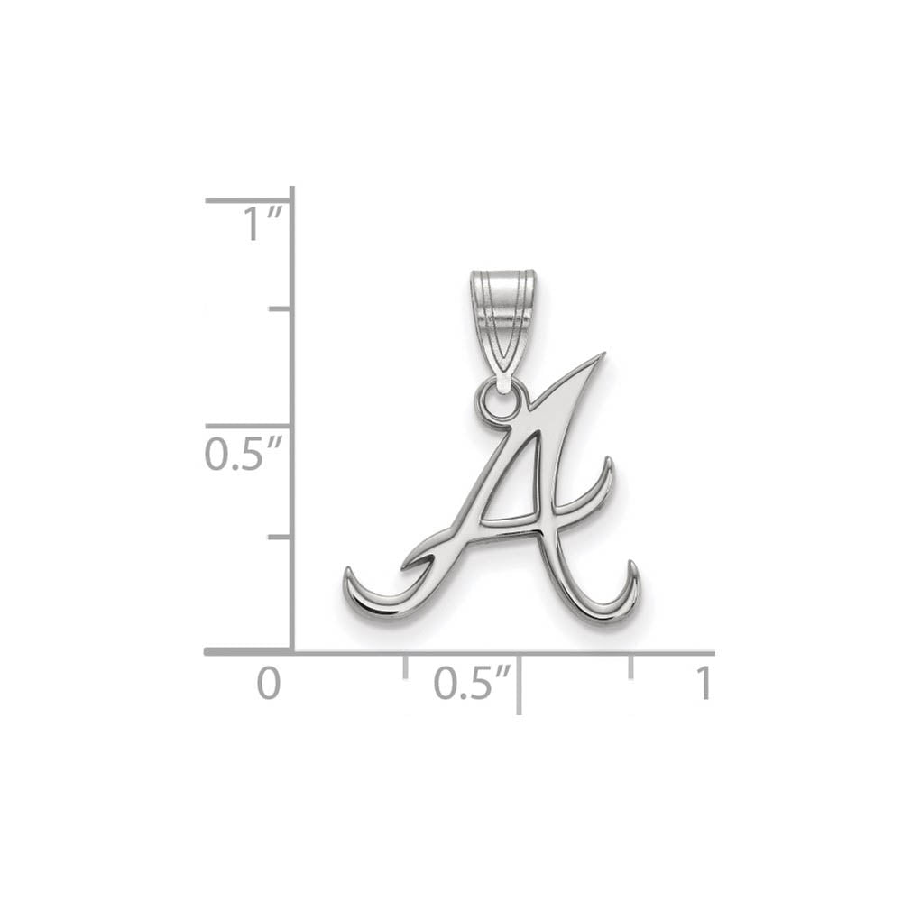 Alternate view of the Sterling Silver MLB Atlanta Braves MD Initial A Pendant by The Black Bow Jewelry Co.