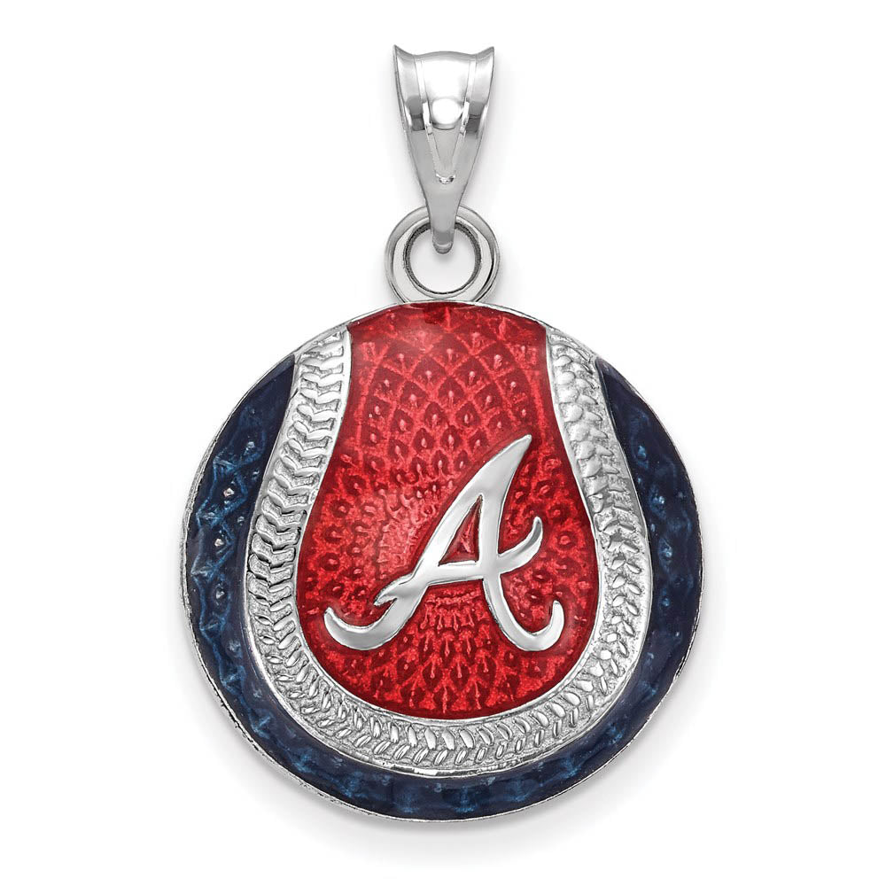 Sterling Silver MLB Atlanta Braves LG Enamel Baseball Pendant, Item P30902 by The Black Bow Jewelry Co.