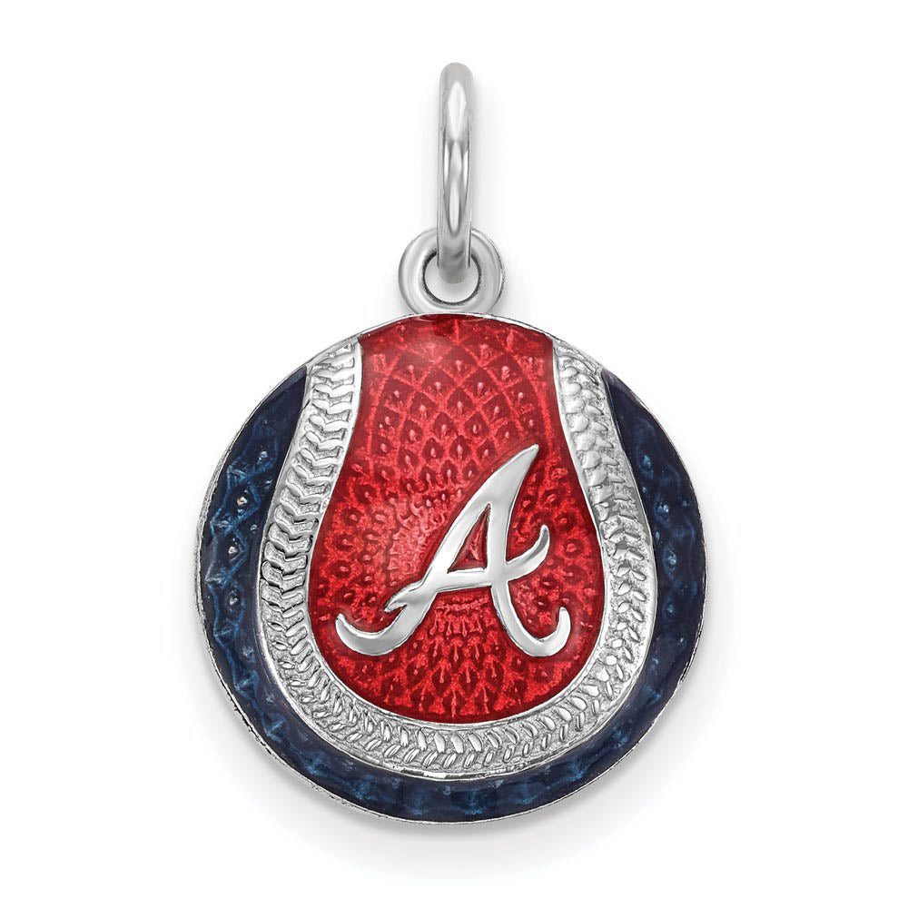 Sterling Silver MLB Atlanta Braves SM Enamel Baseball Charm, Item P30903 by The Black Bow Jewelry Co.