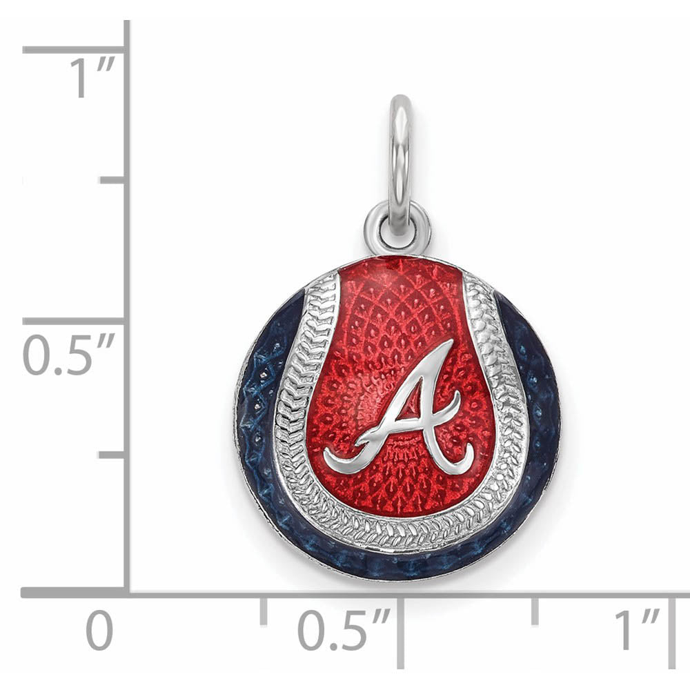 Alternate view of the Sterling Silver MLB Atlanta Braves SM Enamel Baseball Charm by The Black Bow Jewelry Co.