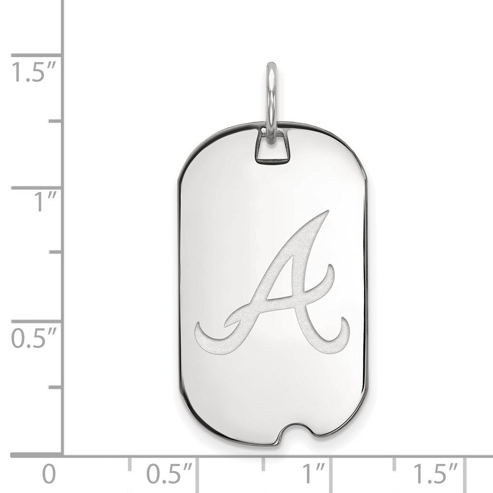 Alternate view of the Sterling Silver MLB Atlanta Braves Small Initial A Dog Tag Pendant by The Black Bow Jewelry Co.