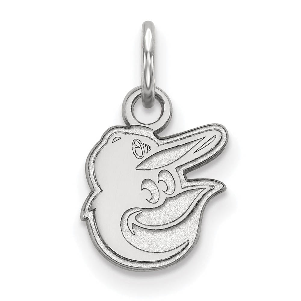 10K White Gold MLB Baltimore Orioles XS (Tiny) Logo Charm, Item P30907 by The Black Bow Jewelry Co.