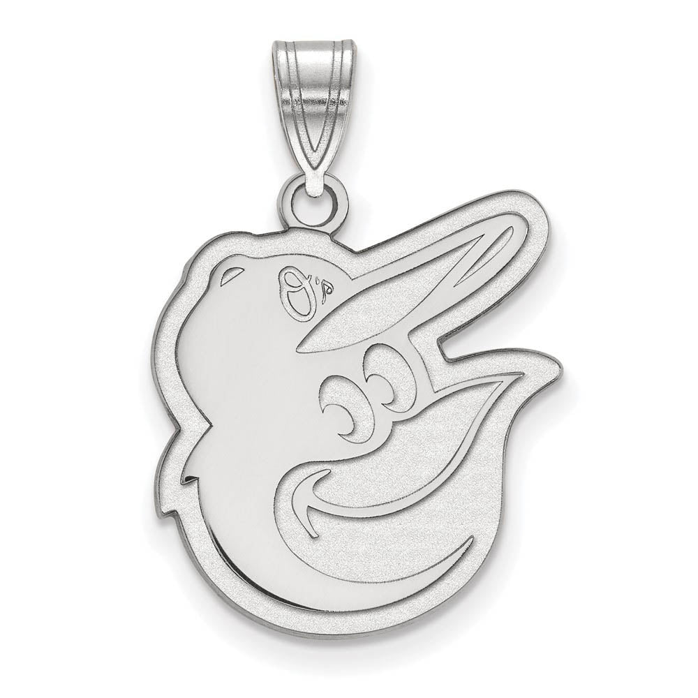 10K White Gold MLB Baltimore Orioles Large Logo Pendant, Item P30910 by The Black Bow Jewelry Co.