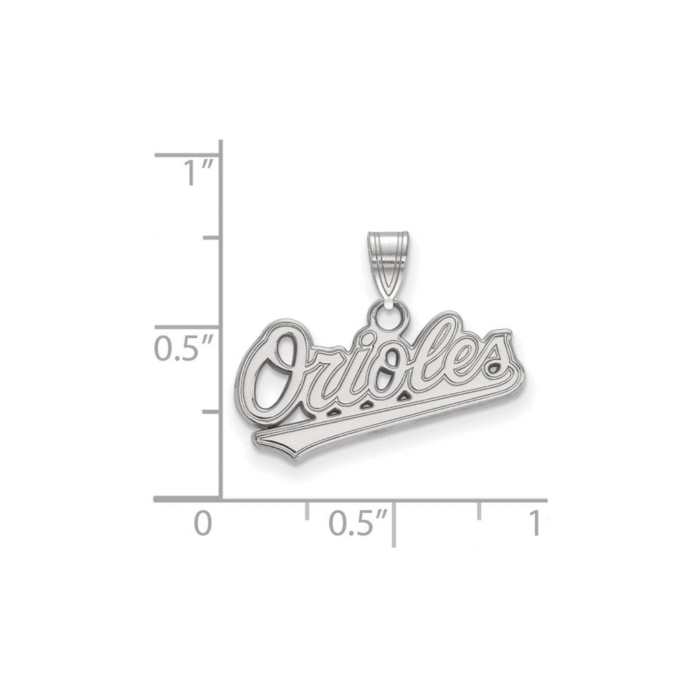 Alternate view of the 10K White Gold MLB Baltimore Orioles Small Script Pendant by The Black Bow Jewelry Co.