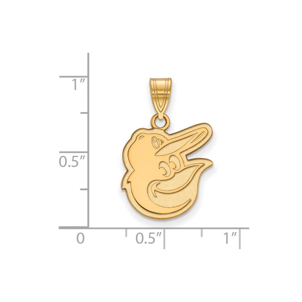 Alternate view of the 10K Yellow Gold MLB Baltimore Orioles Medium Logo Pendant by The Black Bow Jewelry Co.