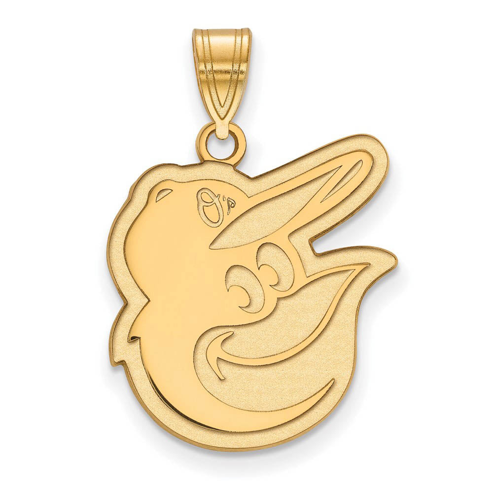 10K Yellow Gold MLB Baltimore Orioles Large Logo Pendant, Item P30917 by The Black Bow Jewelry Co.
