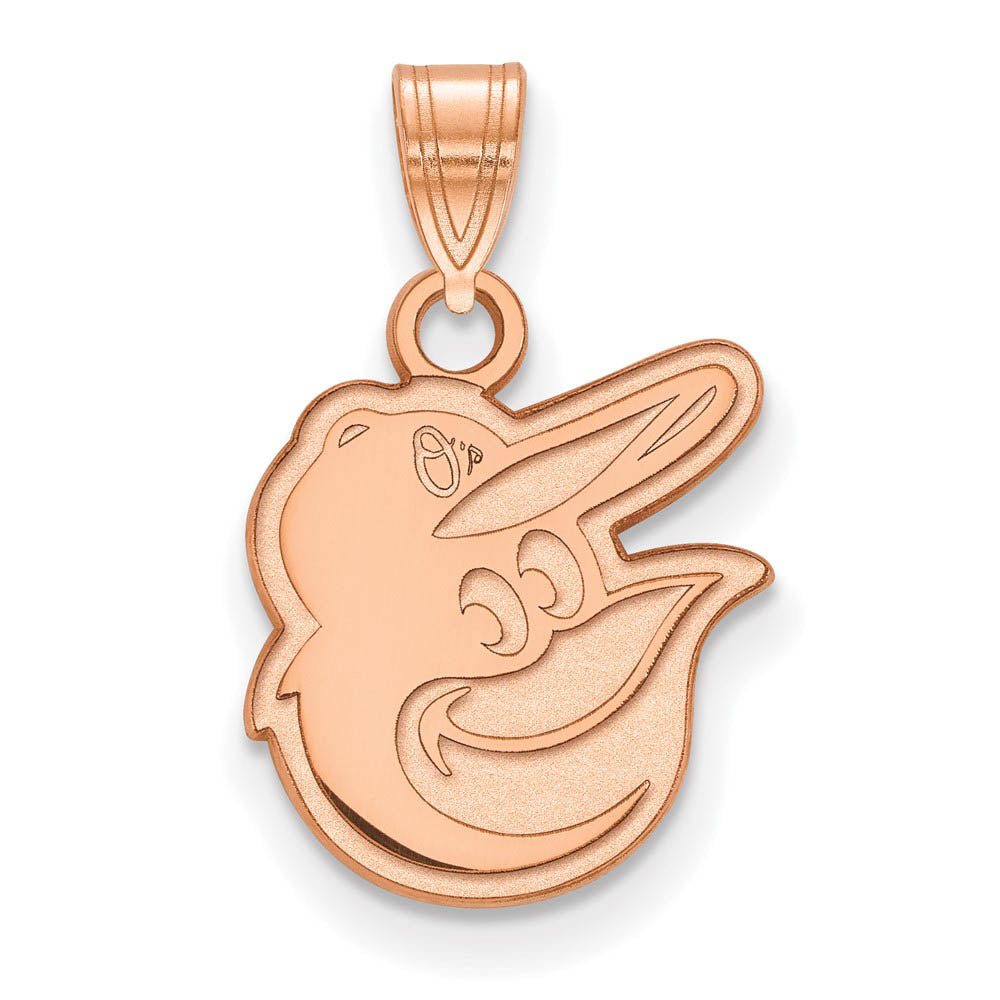 14K Rose Gold MLB Baltimore Orioles Small Logo Pendant, Item P30919 by The Black Bow Jewelry Co.