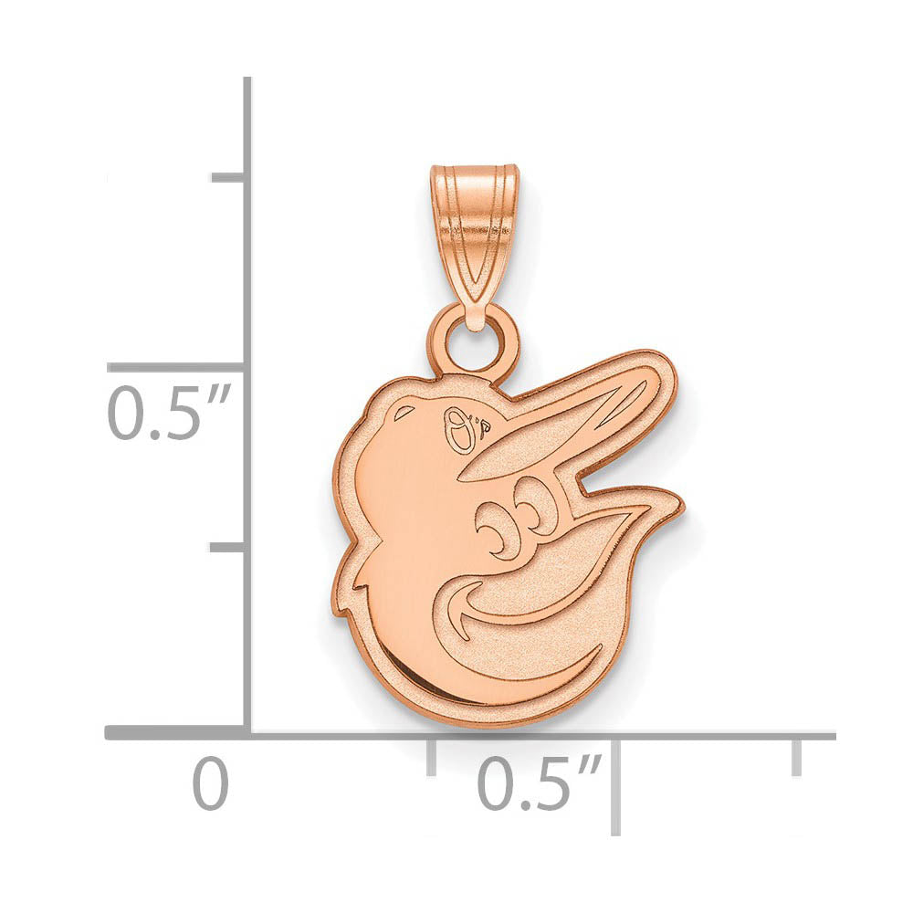 Alternate view of the 14K Rose Gold MLB Baltimore Orioles Small Logo Pendant by The Black Bow Jewelry Co.