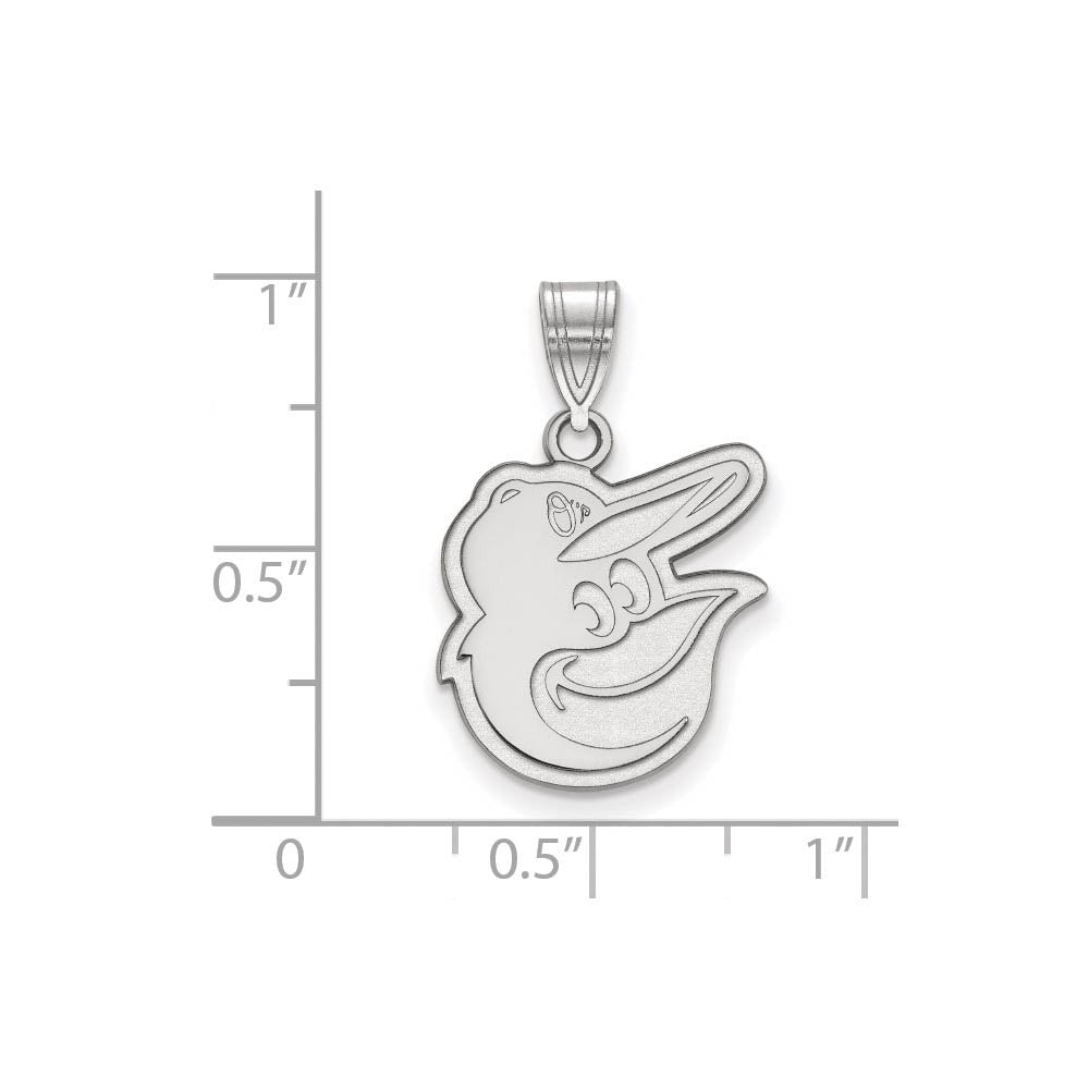 Alternate view of the 14K White Gold MLB Baltimore Orioles Medium Logo Pendant by The Black Bow Jewelry Co.