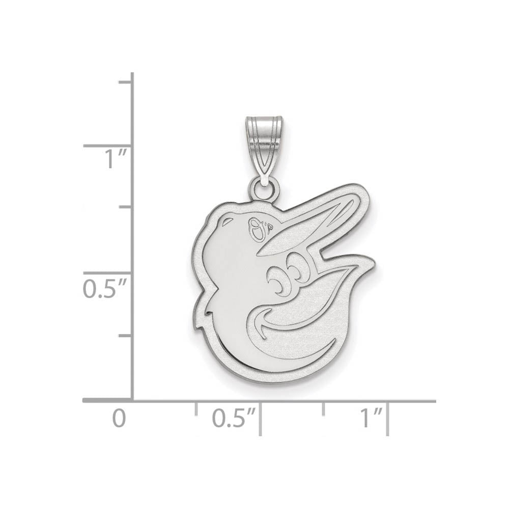 Alternate view of the 14K White Gold MLB Baltimore Orioles Large Logo Pendant by The Black Bow Jewelry Co.