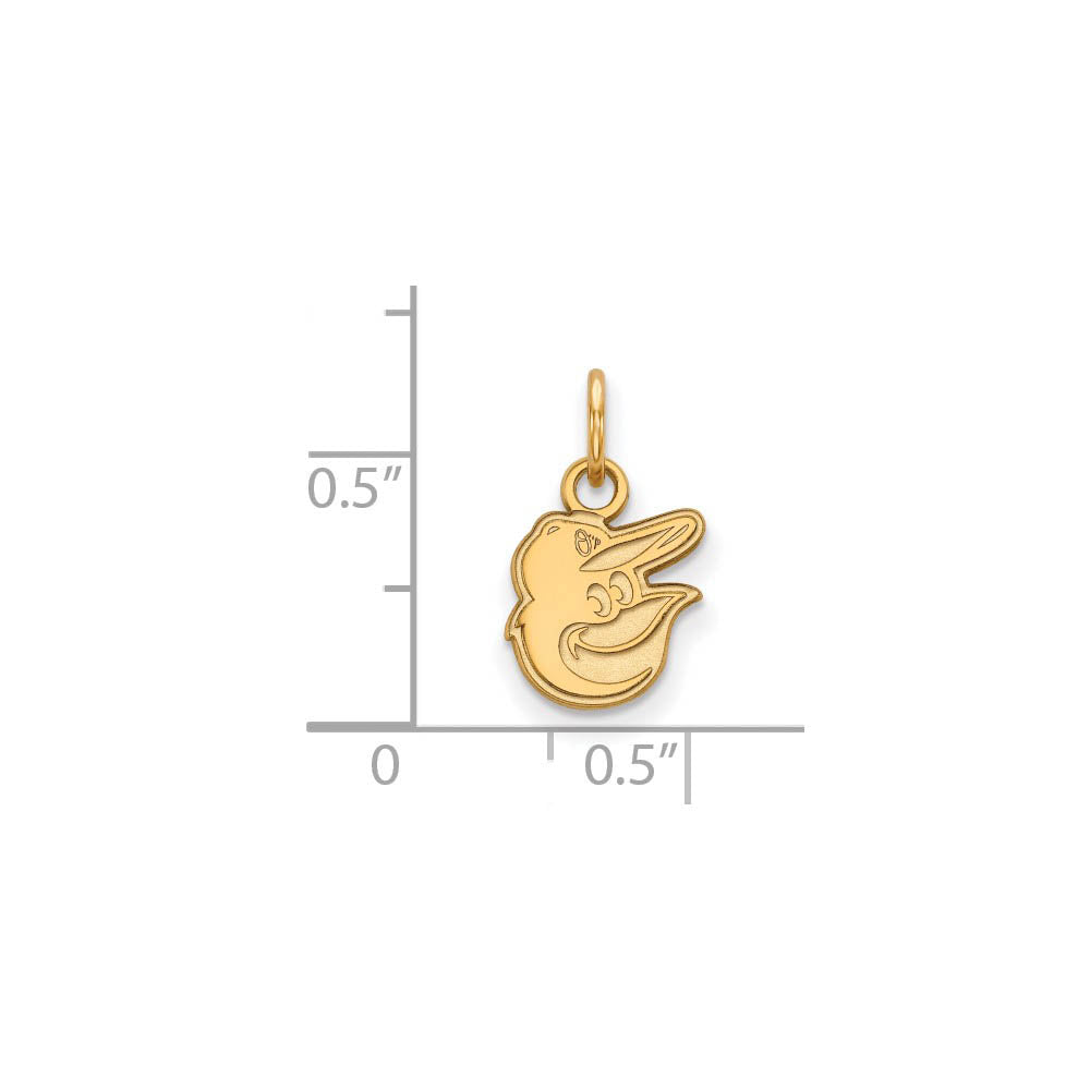 Alternate view of the 14K Gold Plated Silver MLB Baltimore Orioles XS Logo Charm by The Black Bow Jewelry Co.