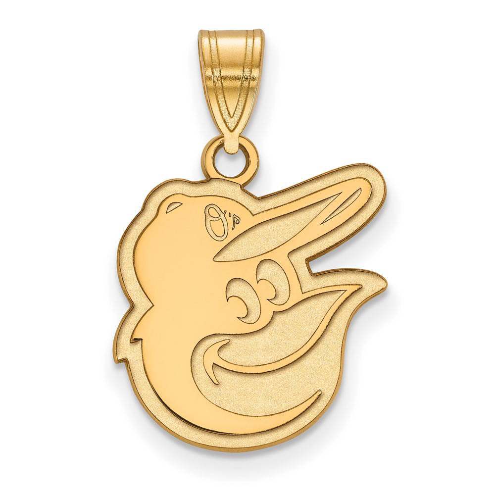 14K Gold Plated Silver MLB Baltimore Orioles MD Logo Pendant, Item P30938 by The Black Bow Jewelry Co.