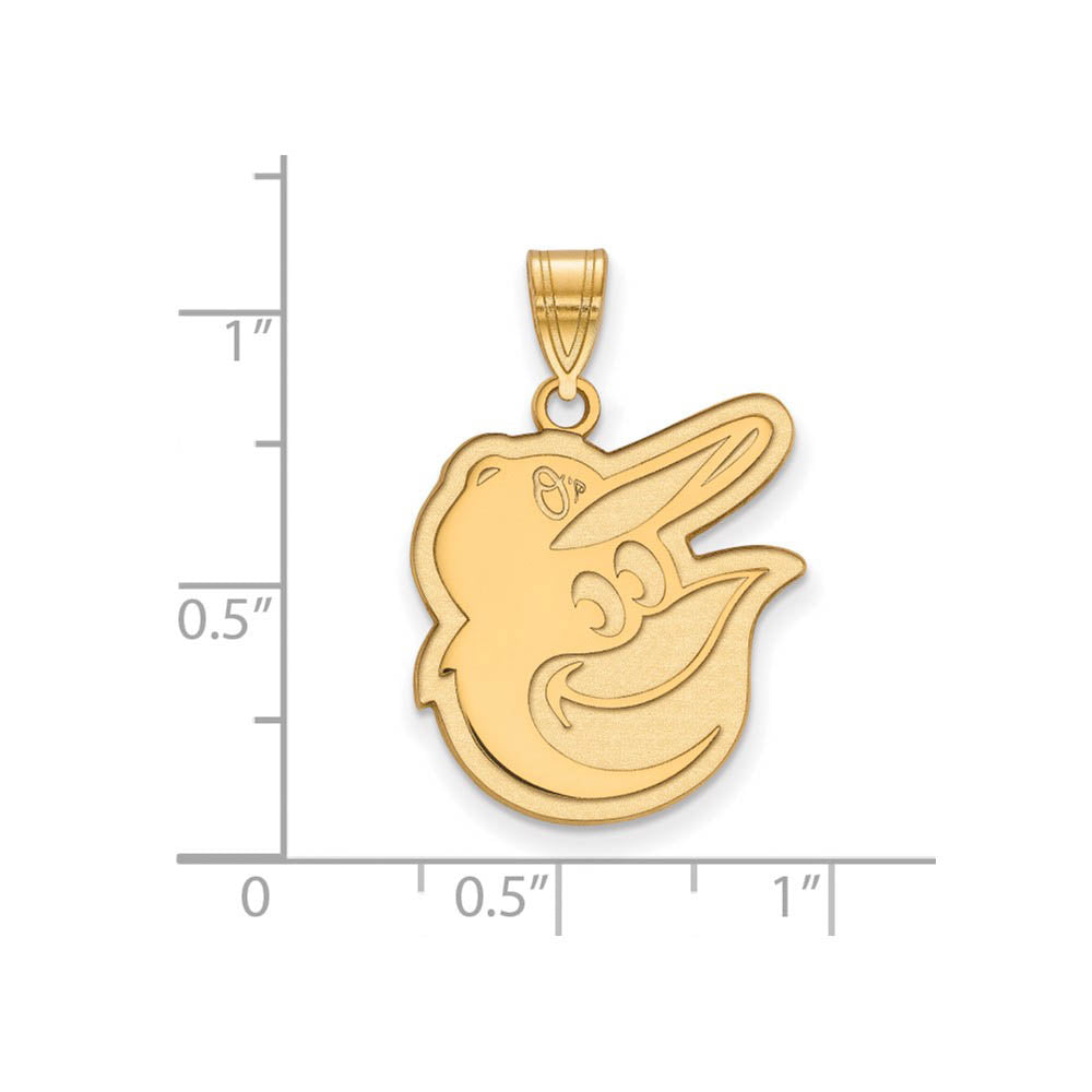 Alternate view of the 14K Gold Plated Silver MLB Baltimore Orioles LG Logo Pendant by The Black Bow Jewelry Co.