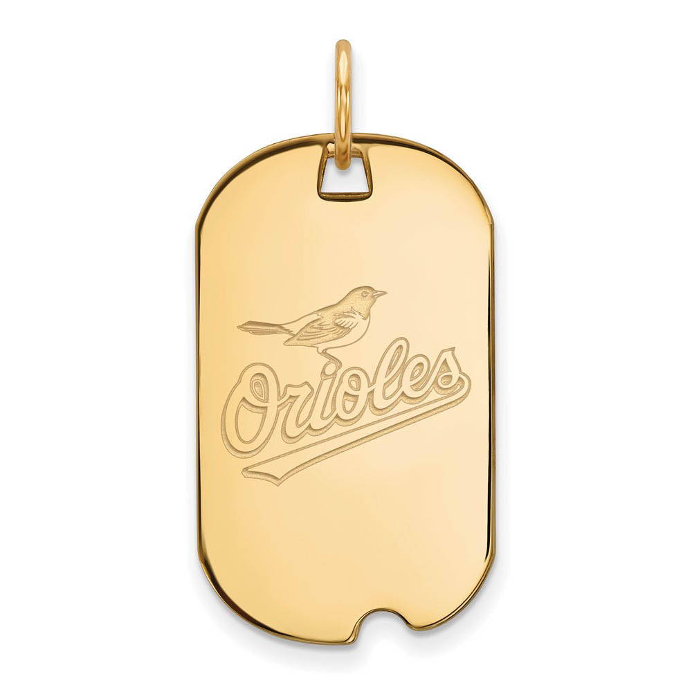 14K Gold Plated Silver MLB Baltimore Orioles Small Dog Tag Pendant, Item P30942 by The Black Bow Jewelry Co.